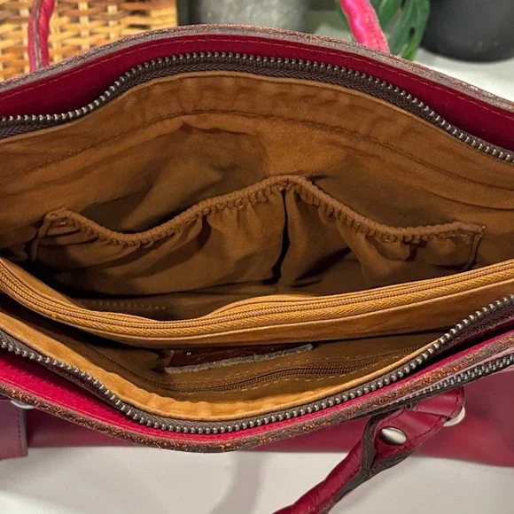 Patricia Nash Leather Calvi Handbag Crossbody in Red - Picture 8 of 15